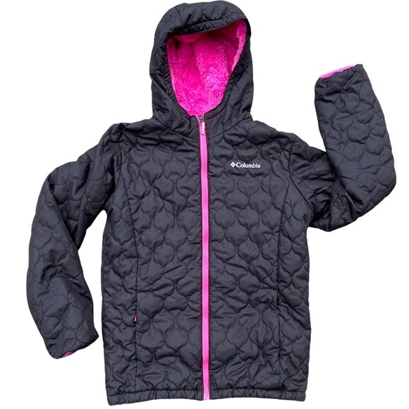Columbia Girl Bella Plush Insulated Hooded Jacket Weather Resistant Fleece-L